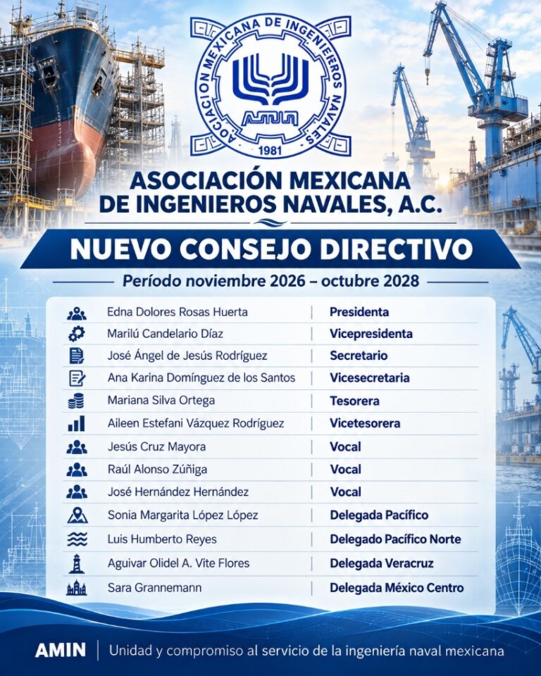 Asociación Mexicana de Ingenieros Navales - Nuevo Consejo Directivo 2026-2028